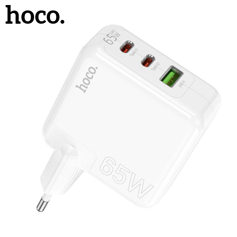 СетевоезарядноеустройствоHocoC115AHeaderGaN65W2xUSB-C+USB-A,белый