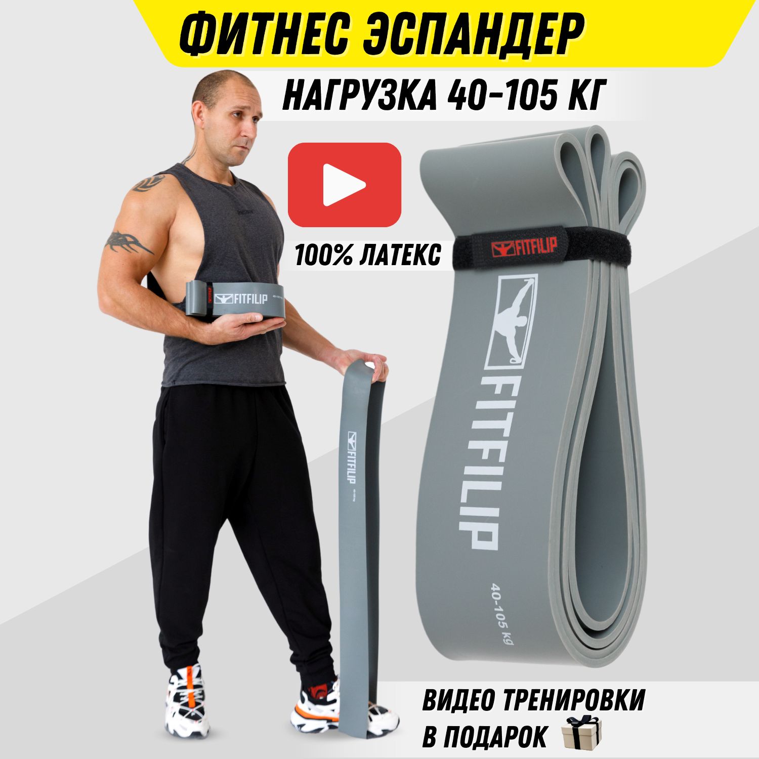 Фитнес-резинка FITFIL, серый, 105 кг, 1 шт купить по низкой цене с  доставкой в интернет-магазине OZON (992775680)