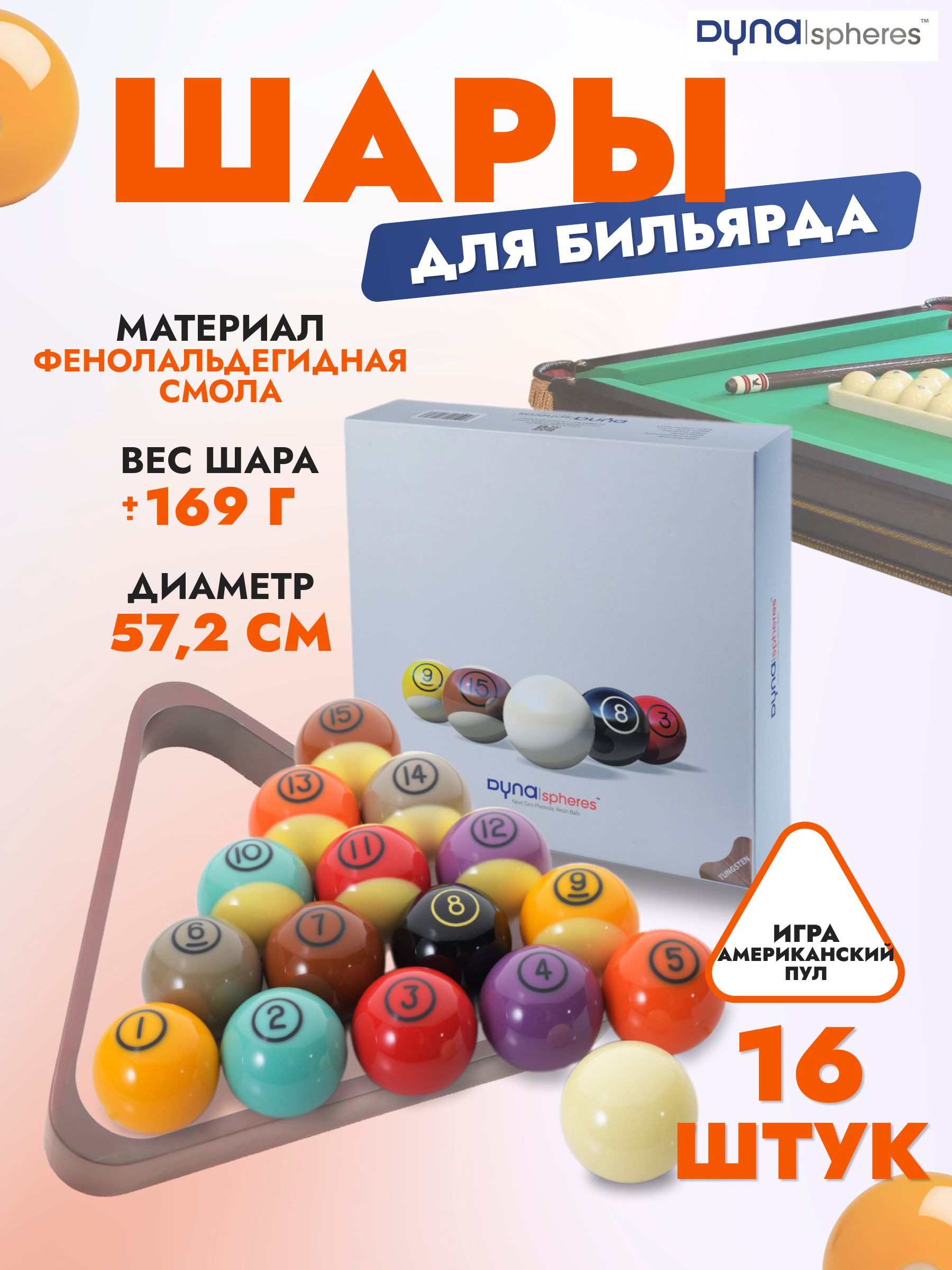 Комплект шаров для пула Dyna Spheres Tungsten Pool Next Gen 57,2 мм -  купить с доставкой по выгодным ценам в интернет-магазине OZON (306984481)