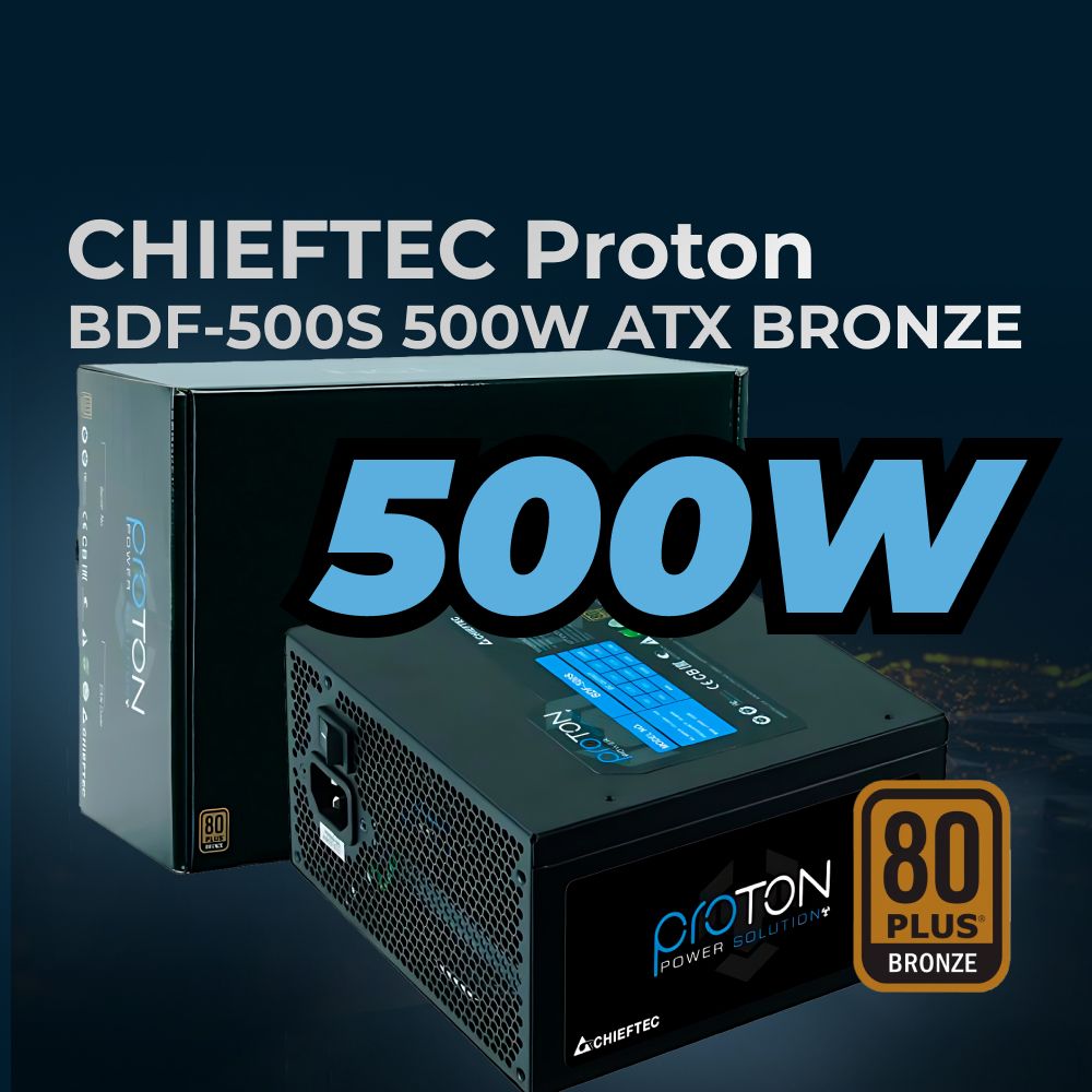 Блок питания для ПК Chieftec Proton BDF-500S (ATX 2.3, 500W, 80 PLUS BRONZE, Active PFC, 120mm fan) Retail