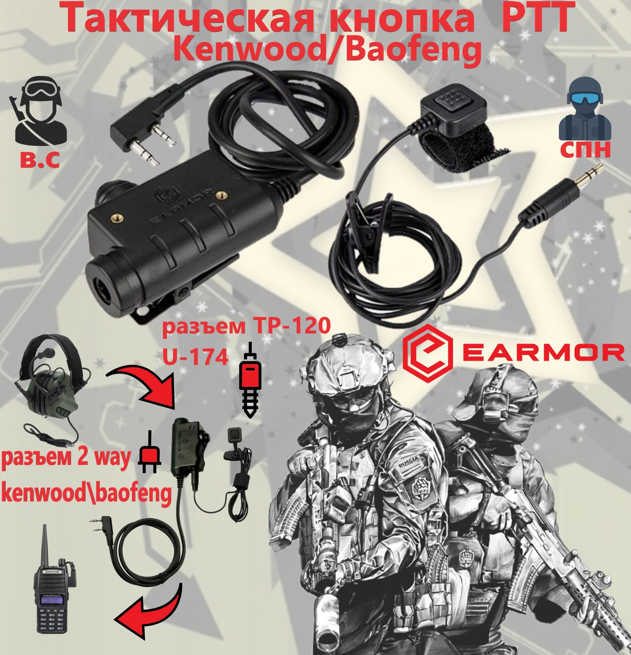 Переходник наушников, ТАНГЕНТА Earmor M52 PTT