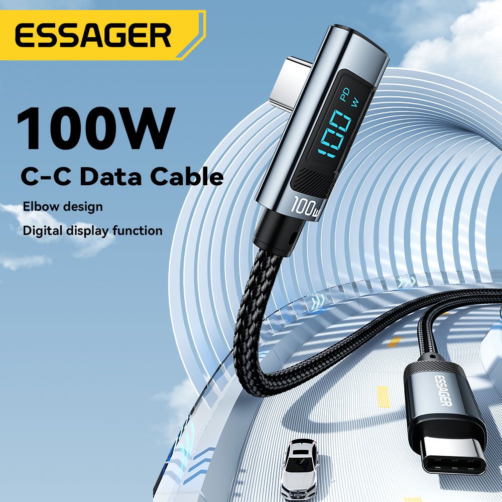 Essager Кабель для мобильных устройств USB Type-C/USB Type-C, 1 м, черно-серый