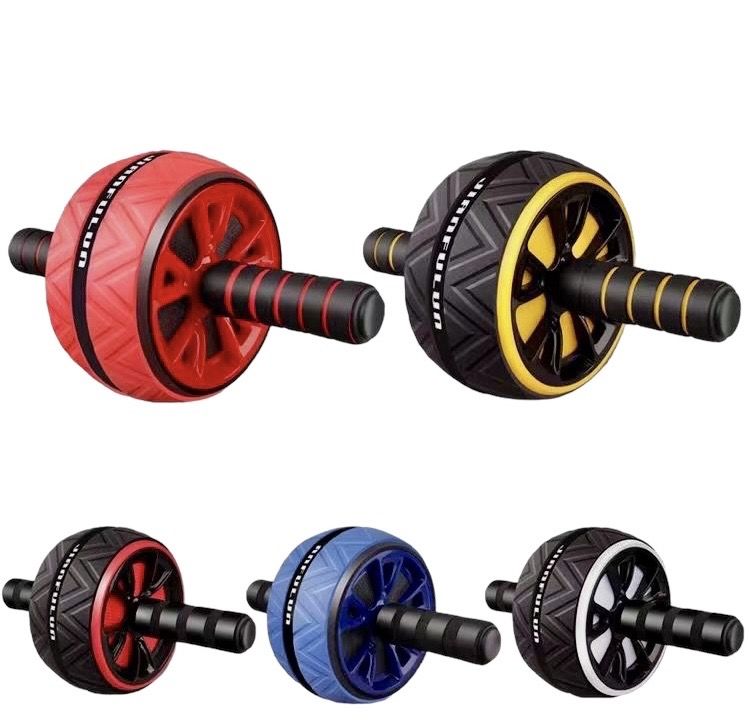 Ролик для пресса, тренажер гимнастическое колесо для фитнеса, красный-широкий - фото 3