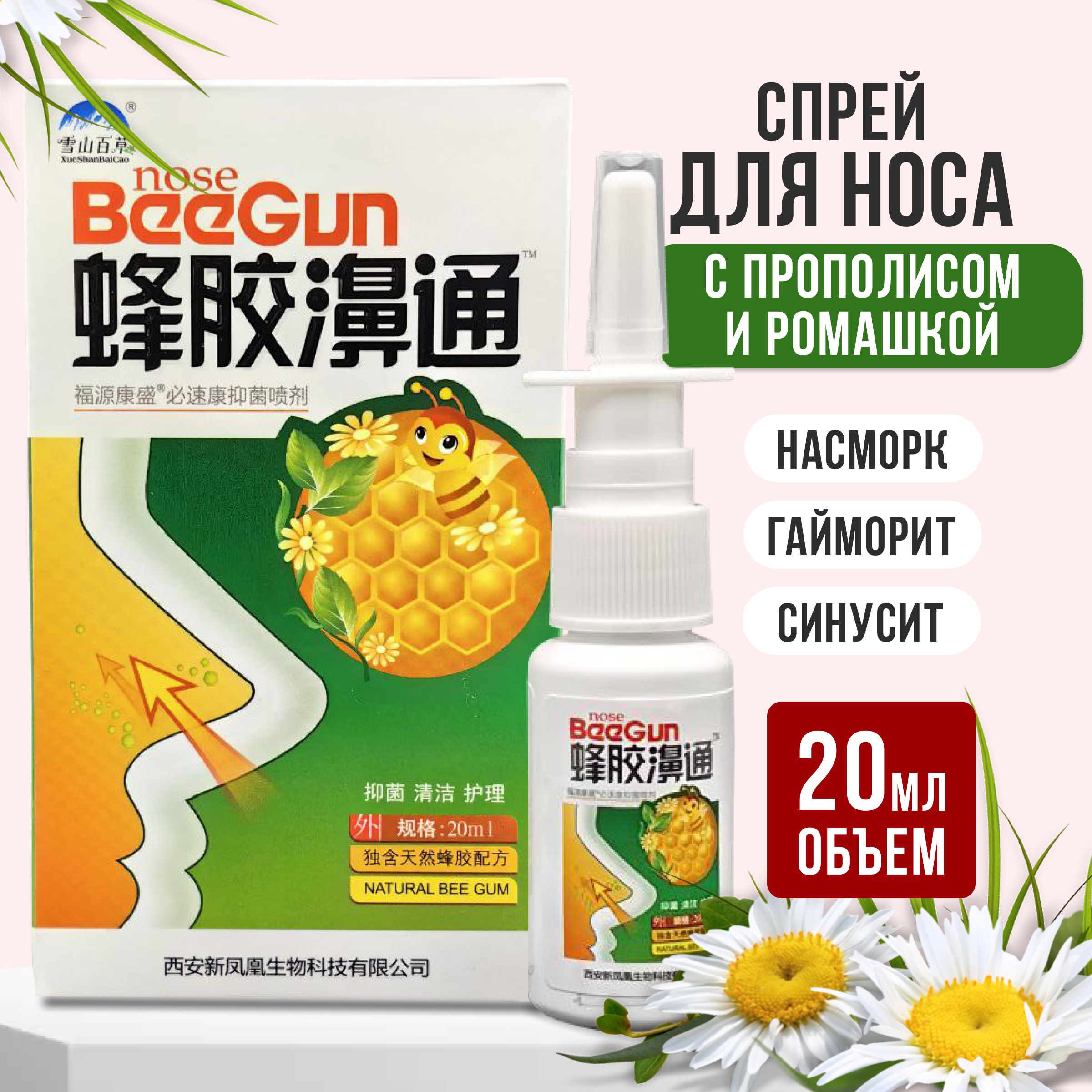 СпрейдляносаBeeGun/спрейотнасморка,гайморита,синусита,оталлергии