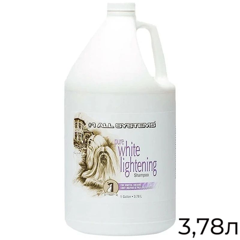 Шампунь отбеливающий для собак с белой шерстью. All Systems Pure White Lightening Shampoo концентрат 1к10. White Lightening шампунь для собак Pure. 1 All Systems Lightening Shampoo шампунь осветляющий 250 мл. Валта #1all Systems Whitening Shampoo 3.8л