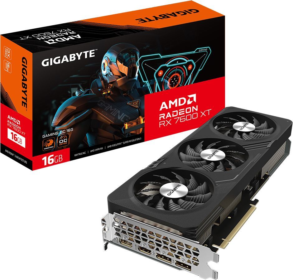 Gigabyte Видеокарта Radeon RX 7600 XT GV-R76XTGAMING OC-16GD 16 ГБ (GV-R76XTGAMING OC-16GD)