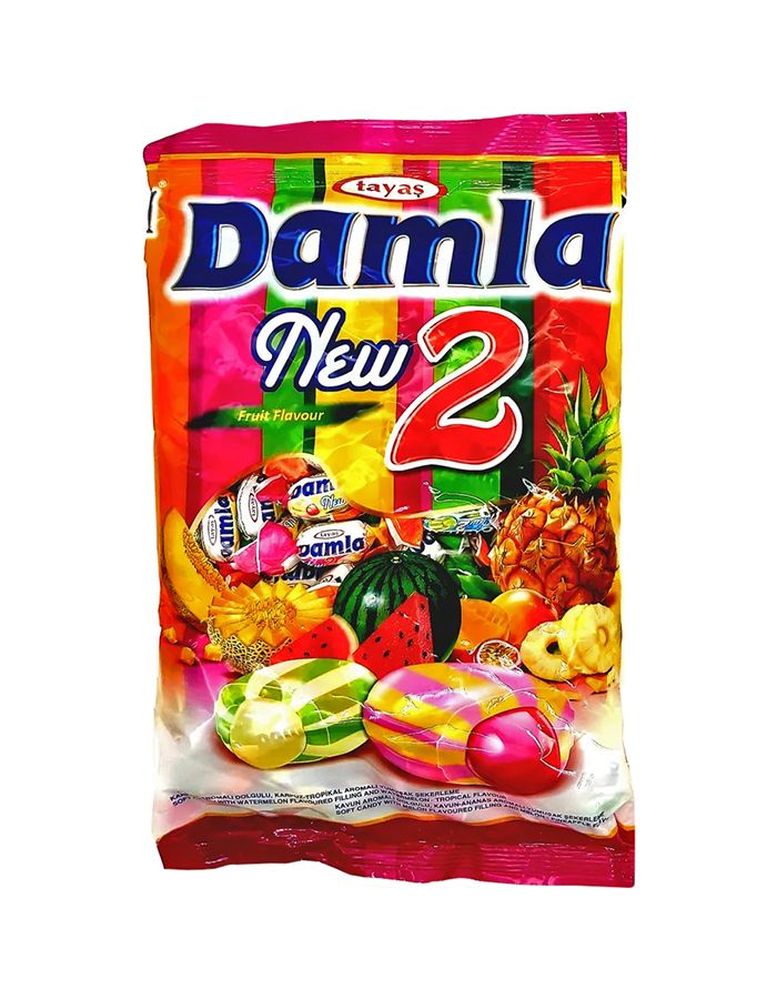 Жевательные конфеты Damla New 2 ассорти с жидкой фруктовой начинкой, 1 кг