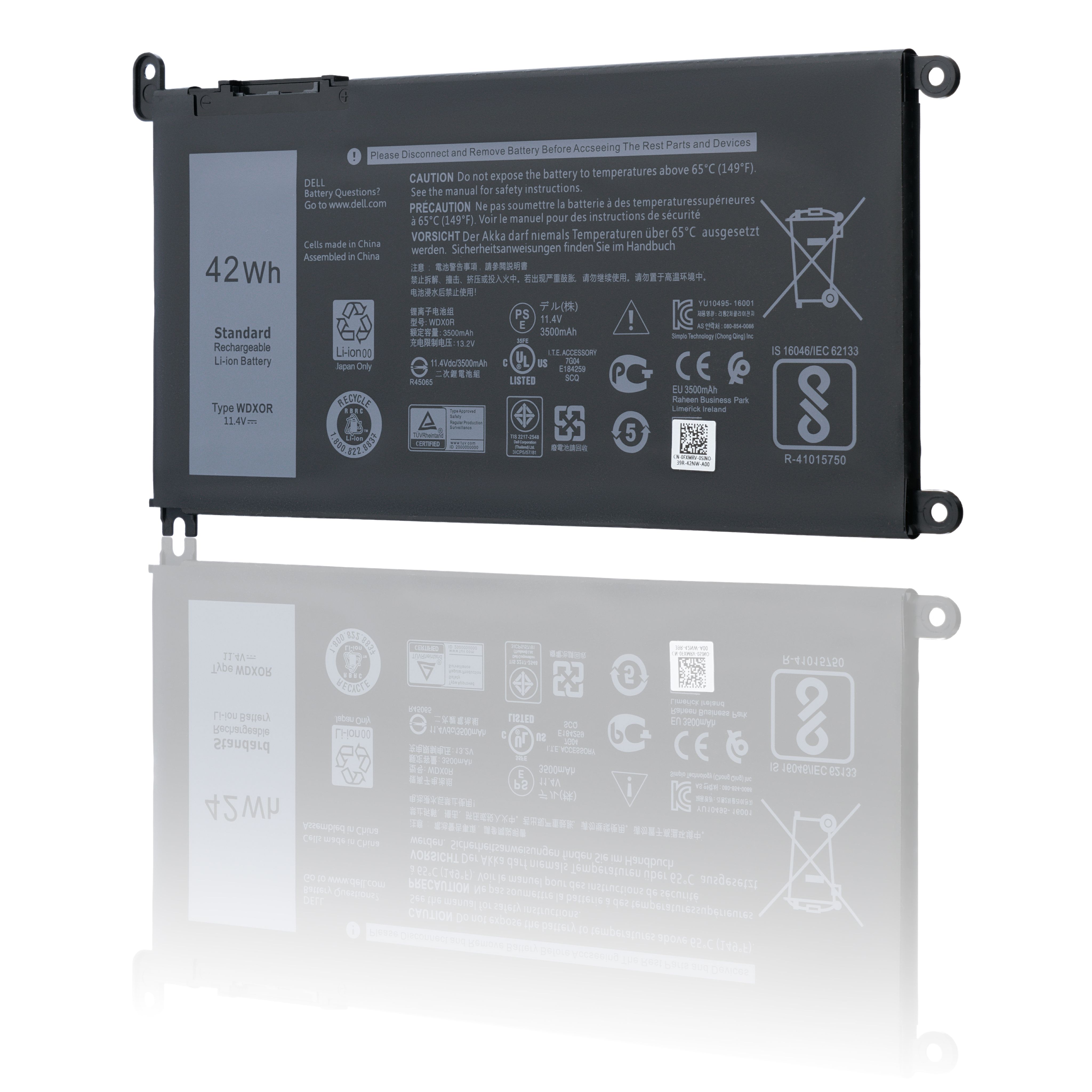 Аккумулятор WDX0R для Dell Inspiron 5570, 5567, 13-5000, Vostro 5568 (3500mAh, 11.4V)