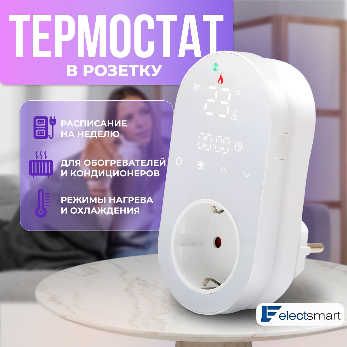 Терморегулятор/термостат ELECTSMART Для кондиционеров, Для конвекторов -  купить по выгодной цене в интернет-магазине OZON (1086860184)