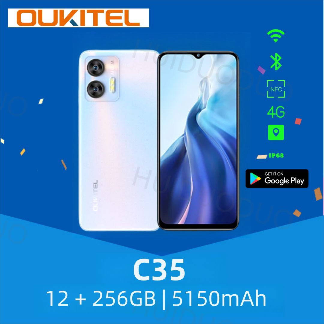 OukitelСмартфонC35МироваяверсияподдерживаетрусскоязычныесистемыGlobal,ПоддержкаGooglePlayEU24/256ГБ,синий