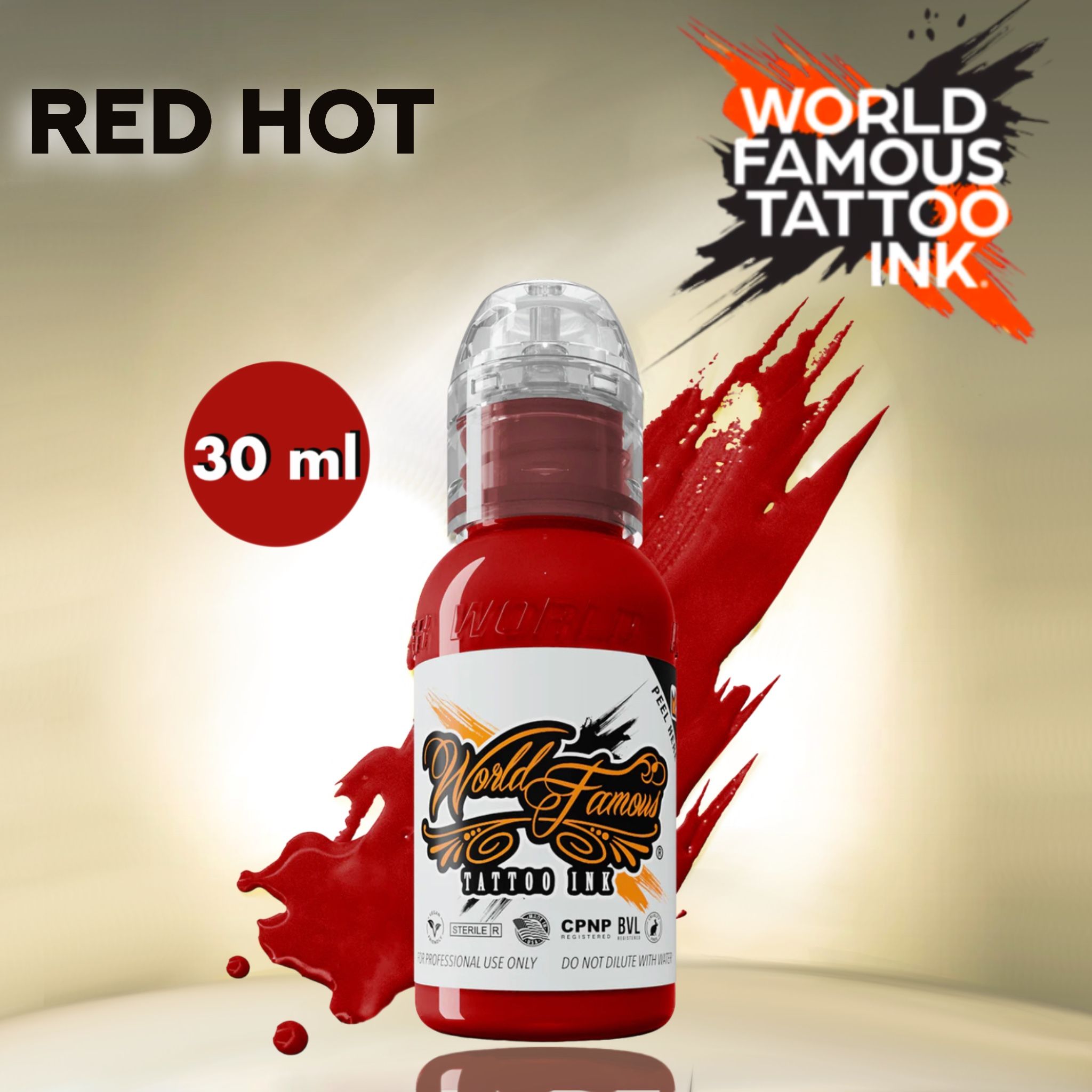 World Famous Red Hot - Краска для татуировки и перманентного макияжа, 30мл