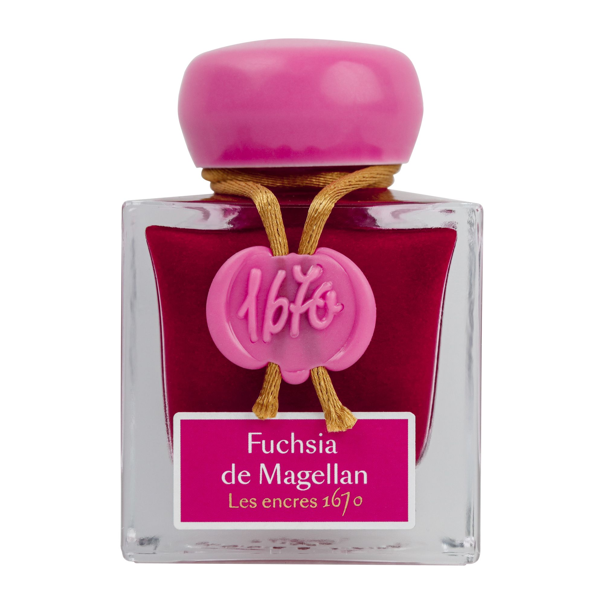 Чернила в банке Herbin Prestige 1670, 50 мл, Fuchsia de Magellan Розовый с золотыми блестками