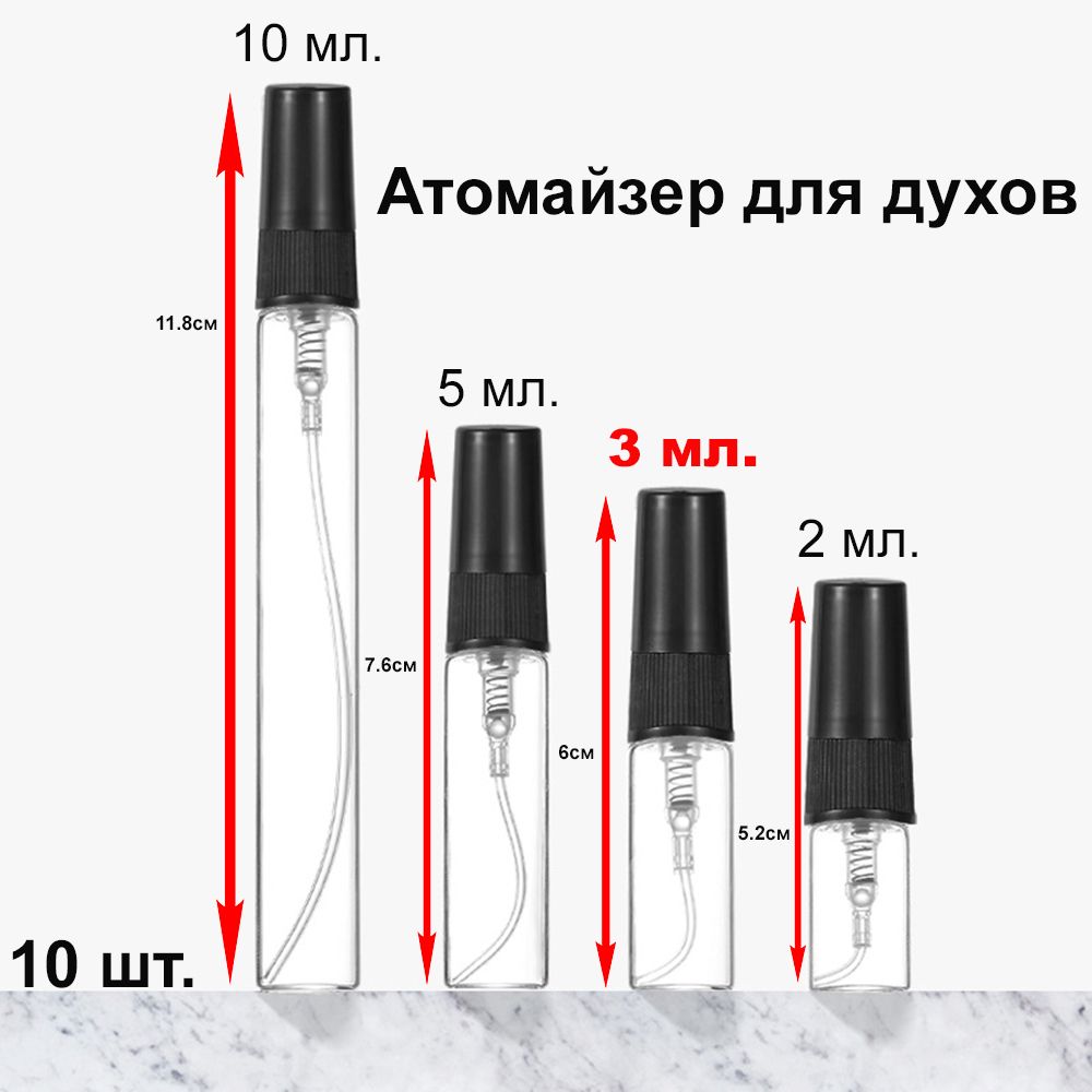 Атомайзер флакон 10 шт. для духов и парфюма 3 мл.