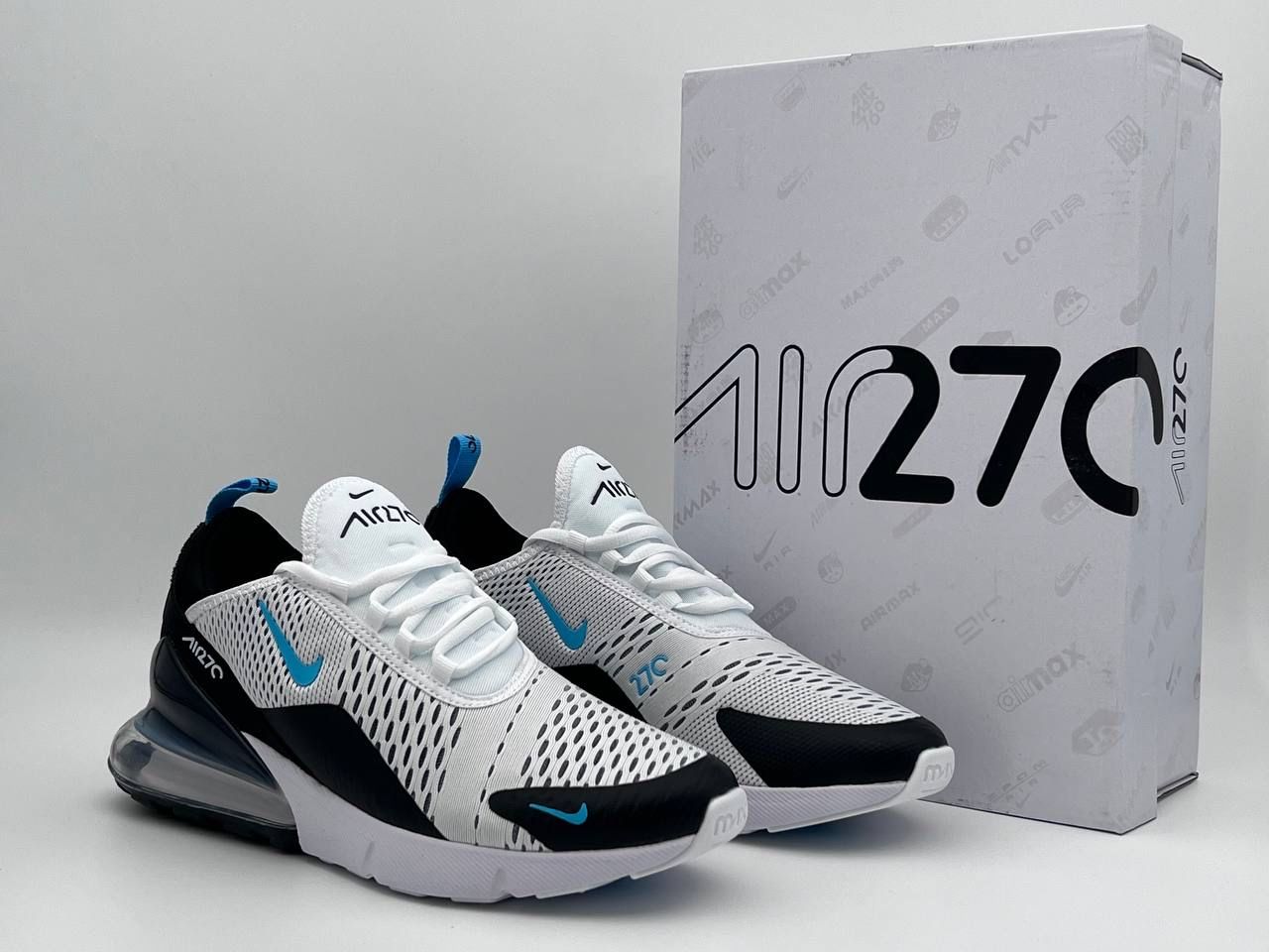 Nike white and gray air max 270 sneakers deals