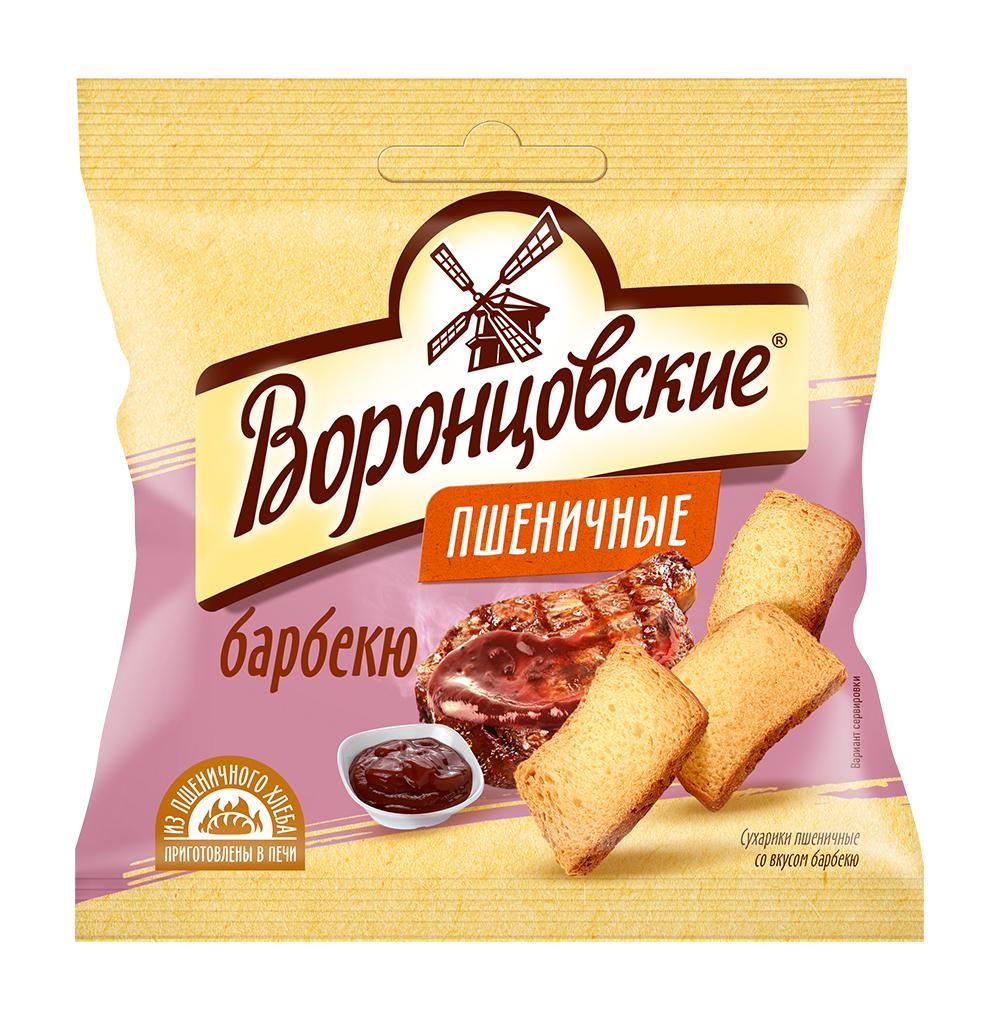 Сухарики Воронцовские пшеничные со вкусом барбекю слайсы 80г, Россия - в заказе 1 шт.товара!