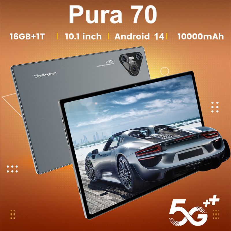 SZWПланшетПланшетPura70Ultra,Android14,русскийязык+GooglePlay+5G+WIFI+DualSIM+SDCard,Bluetooth-клавиатура+магнитнаяклавиатура,защитныйчехолвкомплекте,подходитдляпутешествий/офисов/развлечений/подарков,планшетныйПКсбольшимэкраном,10.1"16ГБ/1024ГБ,черный