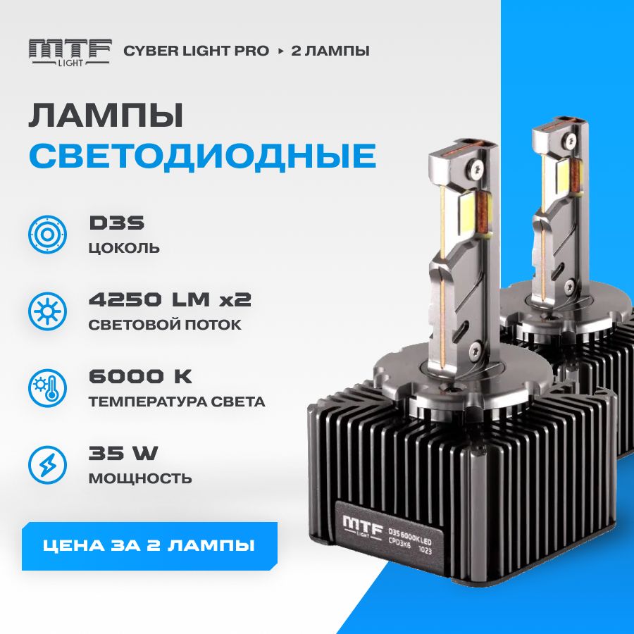 СветодиоднаялампадляфарыMTFLight,серияCYBERLIGHTPRO,D3S,комплект.2шт