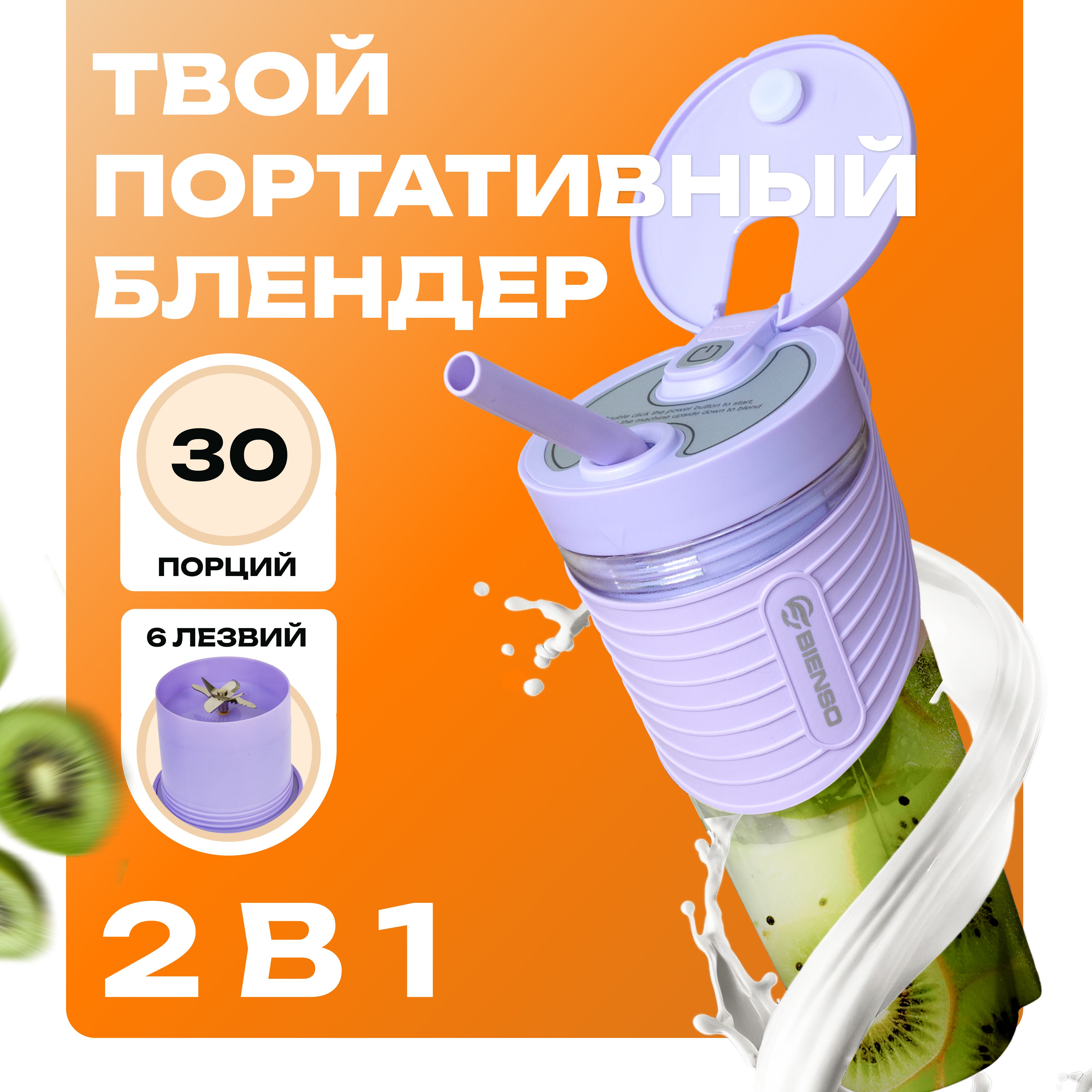 Блендер портативный для смузи 460 мл, беспроводной измельчитель, мини блендер, переносной шейкер для смузи