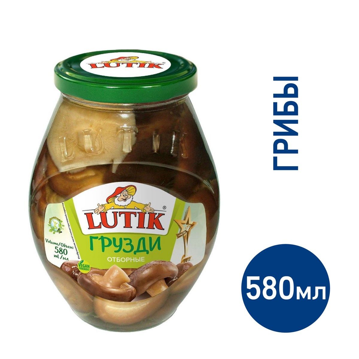 Грузди Lutik отборные, 580мл, 6 штук