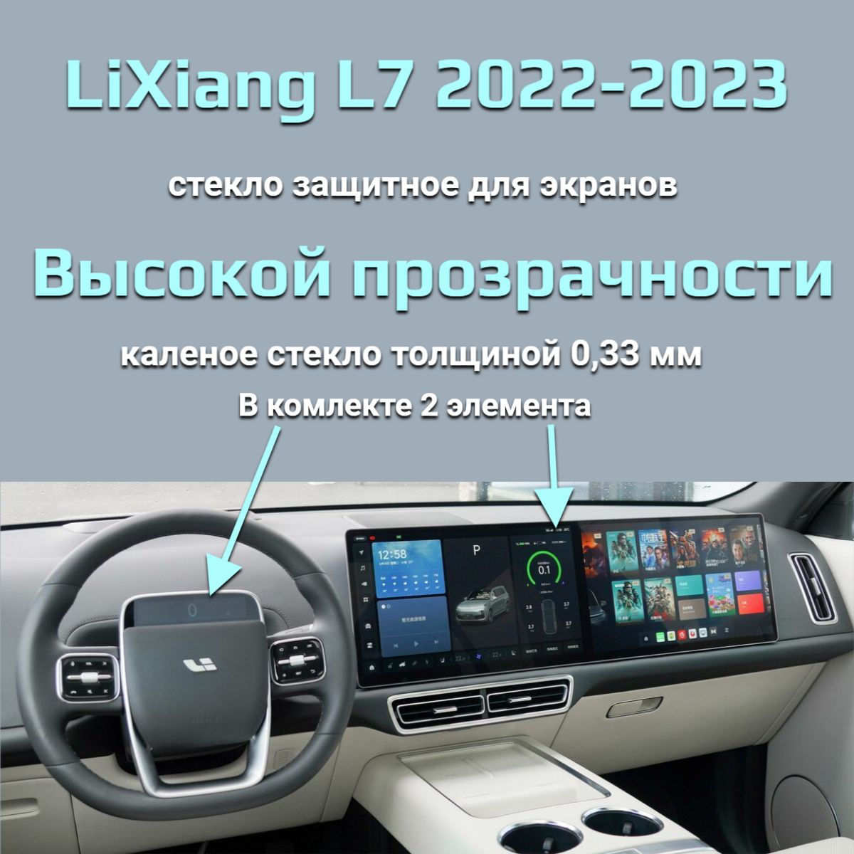 Защитное стекло на экран Lixiang Li7/Защита мультимедиа Ли Л7