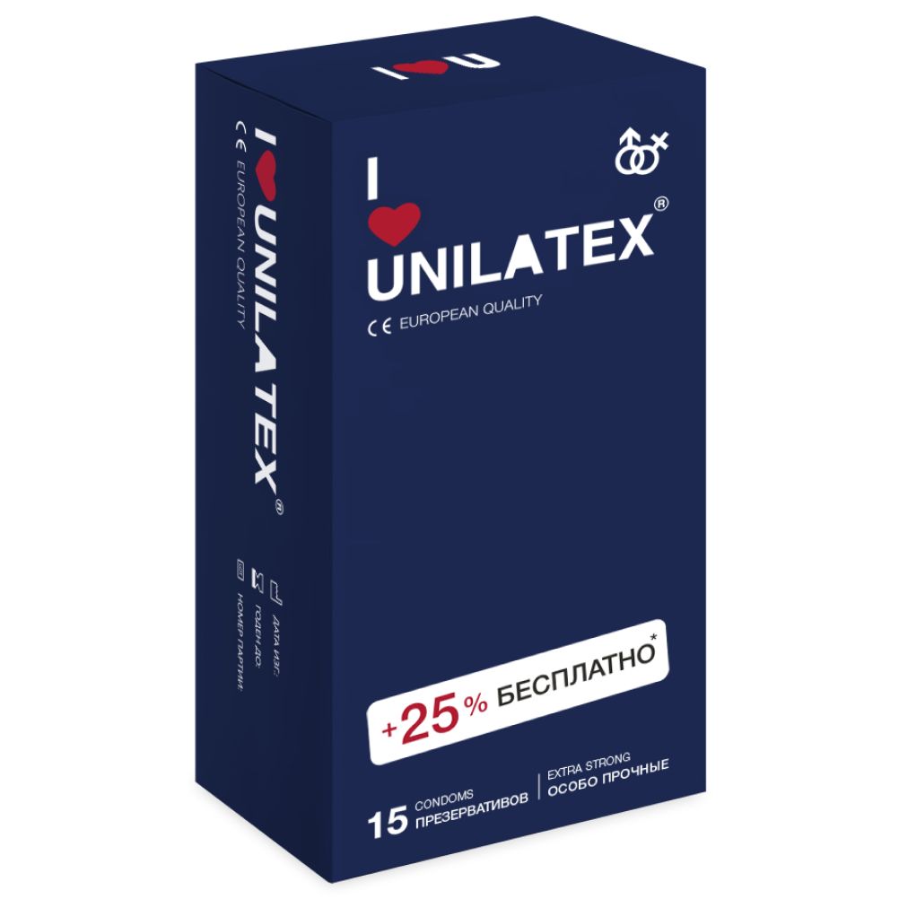 Презервативы UNILATEX Extra Strong, 12 шт. + 3 шт. в подарок