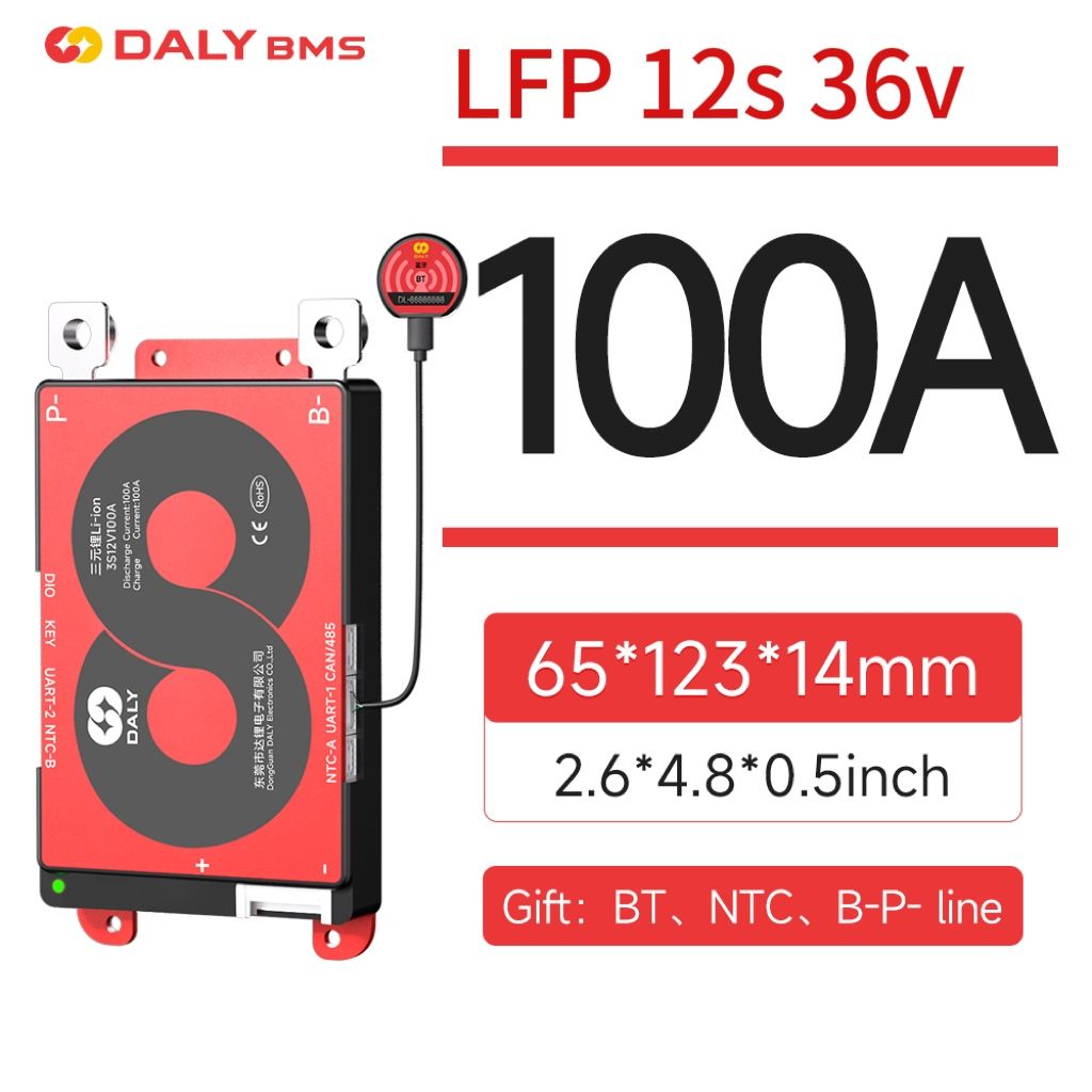 DALYSMARTBMS100ALifepo412S36VПоддержканепрерывноготока100AсBluetoothифункциейбалансировкиUART/RS485/CAN