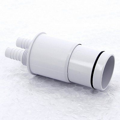 Адаптер для подключения слива с 2-мя прямыми отводами, вход D14 мм/ 1/2"Н, выход D50 мм,