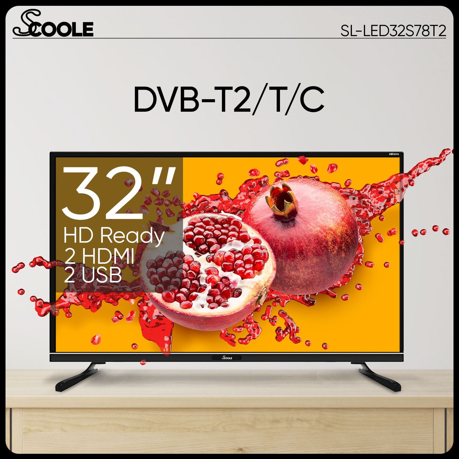 ScooleТелевизорSL-LED32S78T232"HD,черныйматовый