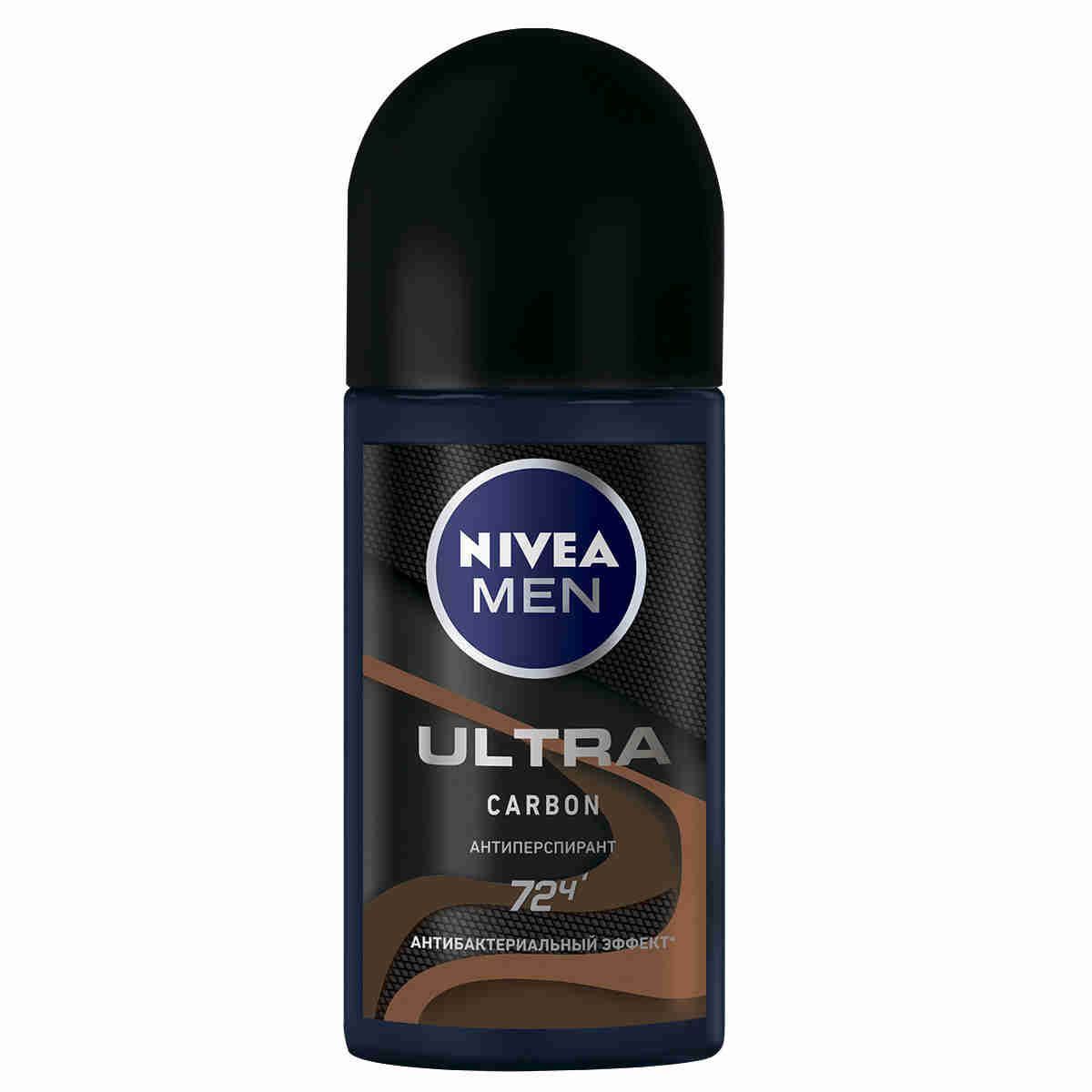 Дезодорант-антиперспирант шариковый NIVEA Men ULTRA Carbon антибактериальный эффект, 50 мл