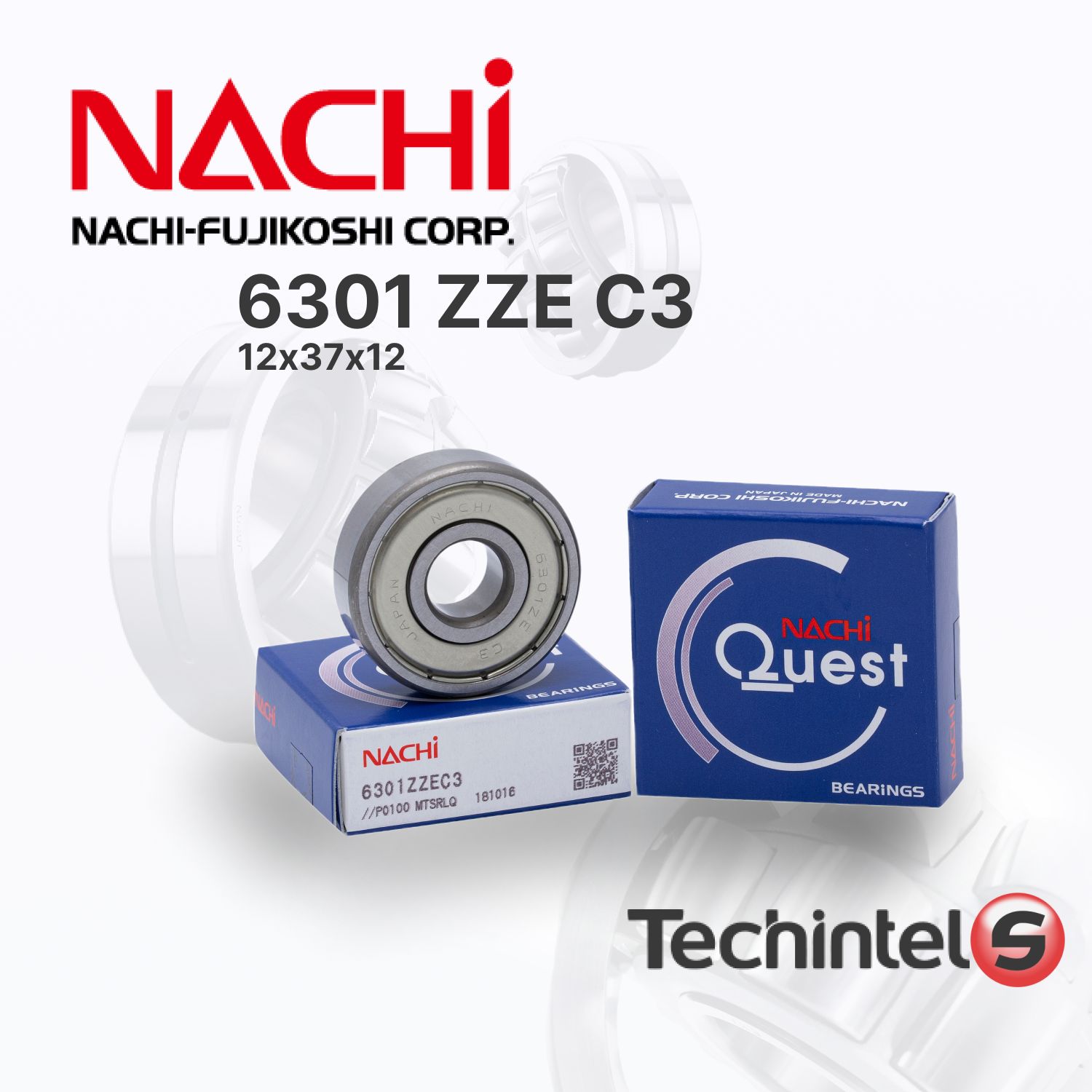 Подшипник NACHI 6301 ZZE C3 (2Z ZZ) 12х37х12