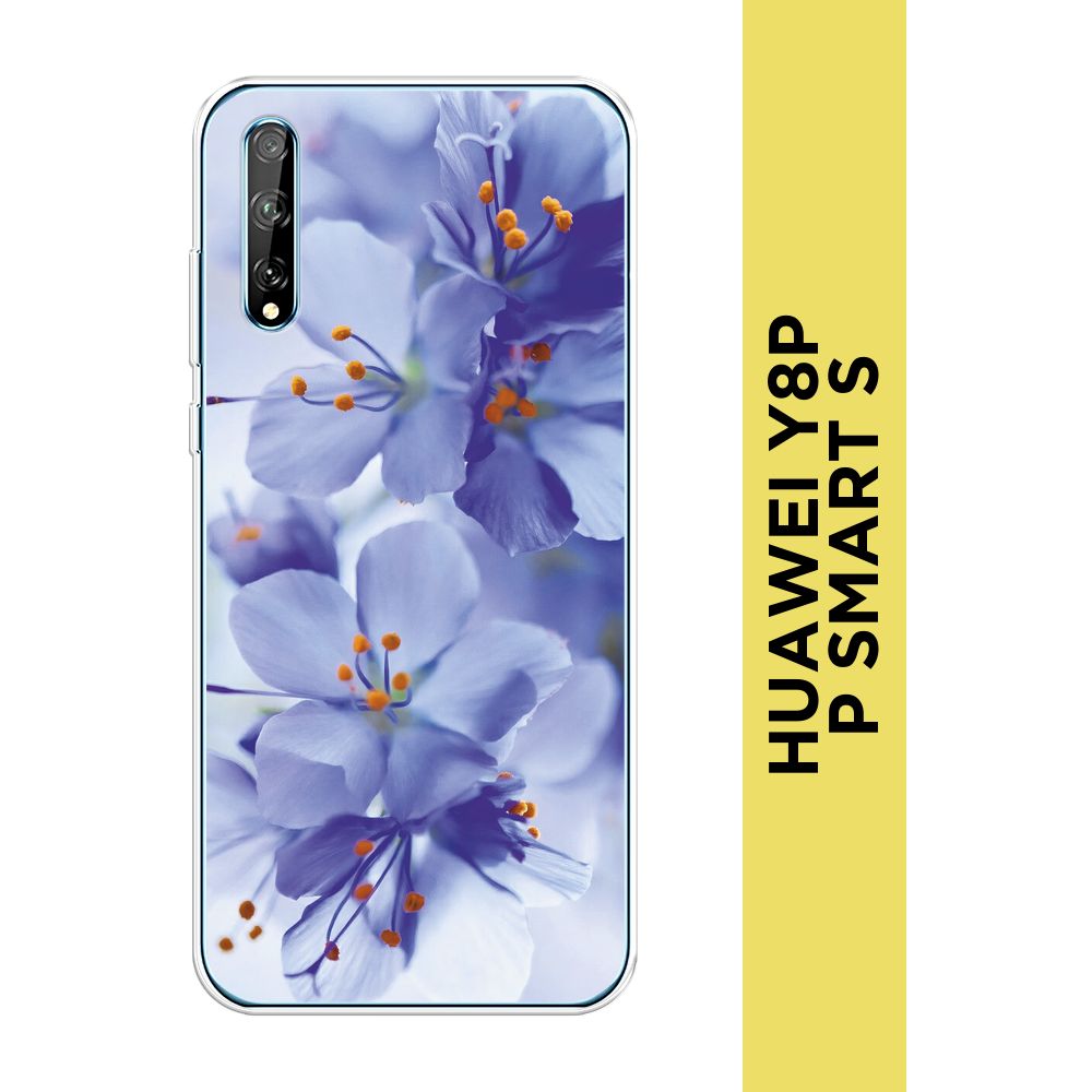 Силиконовый чехол на Huawei Y8p/P Smart S / Хуавей Y8p/Хуавей P Smart S "Фиолетовые цветки"