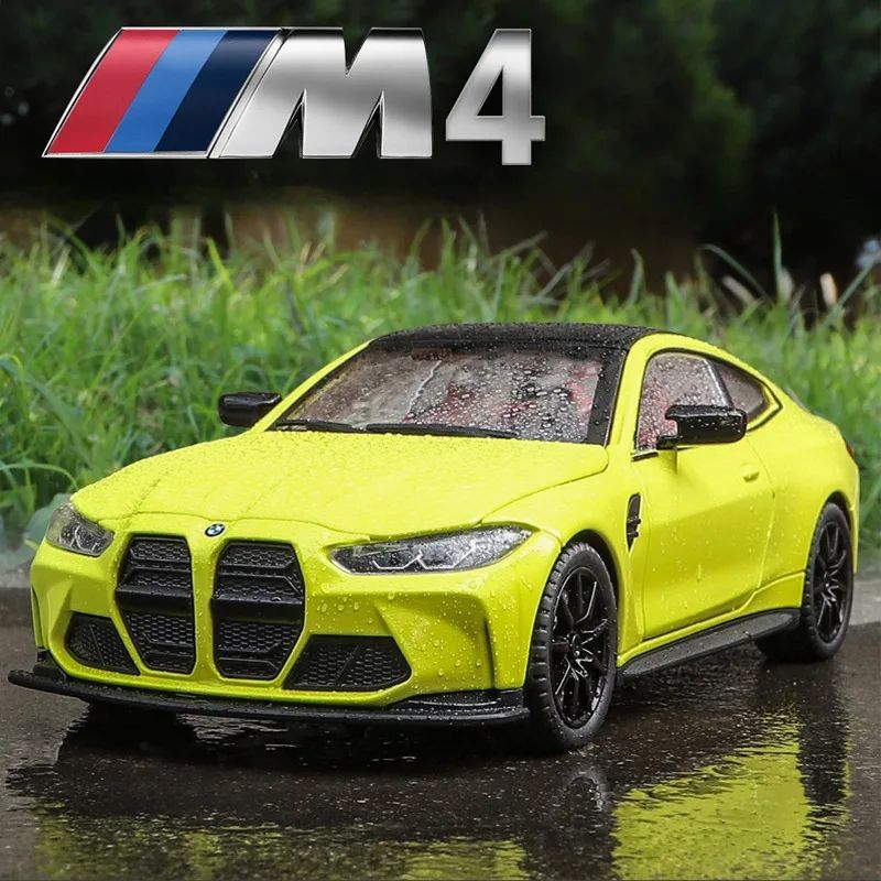 Модель автомобиля BMW M4 коллекционная металлическая игрушка масштаб 1:24 желтый