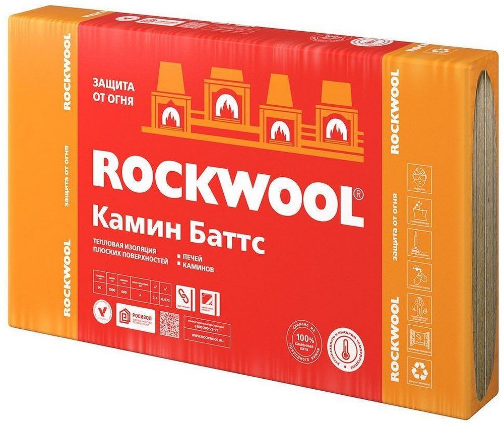 Каменная вата ROCKWOOL КАМИН БАТТС 30 мм 2,4 м