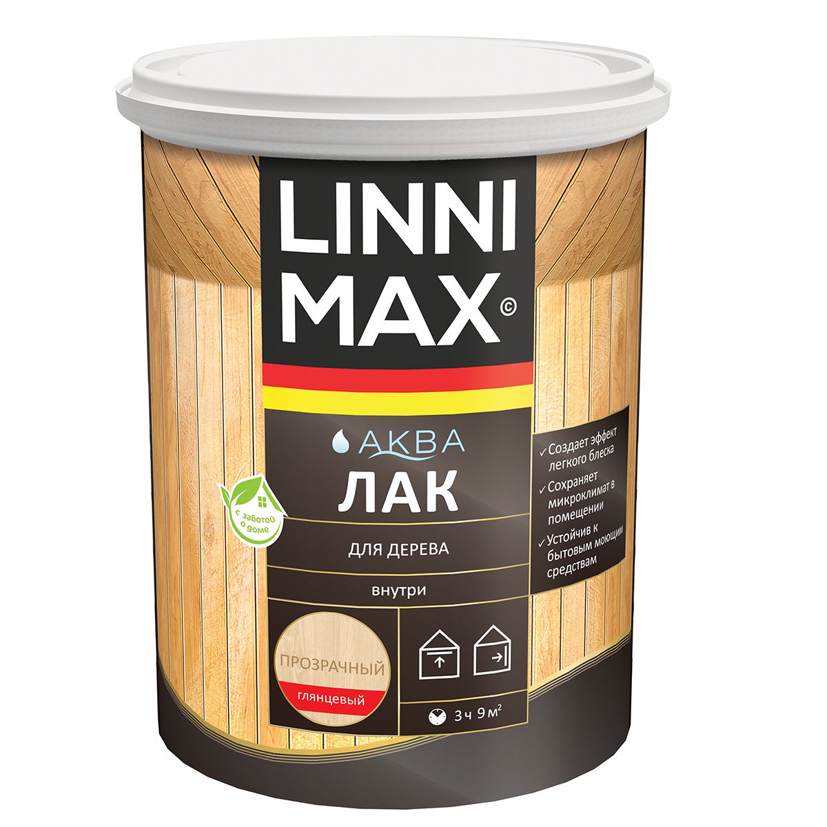 Лак для дерева Linnimax Аква, акриловый, глянцевый, 0,9 л