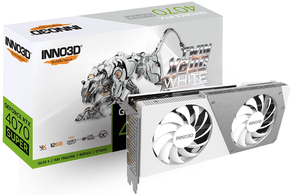 Inno3DВидеокартаGeForceRTX4070SUPERInno3DGeForceRTX4070SUPERTwinX2OCWHITE12G12ГБ(N407S2-126XX-186162W)