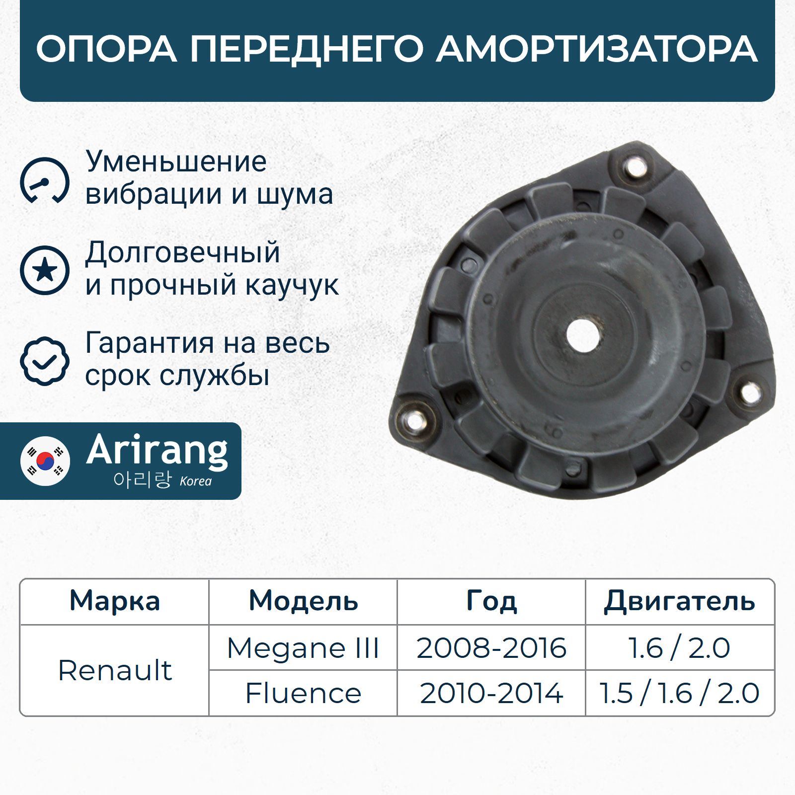 Опора переднего амортизатора Renault Megane 3, Fluence / OEM 543200001R