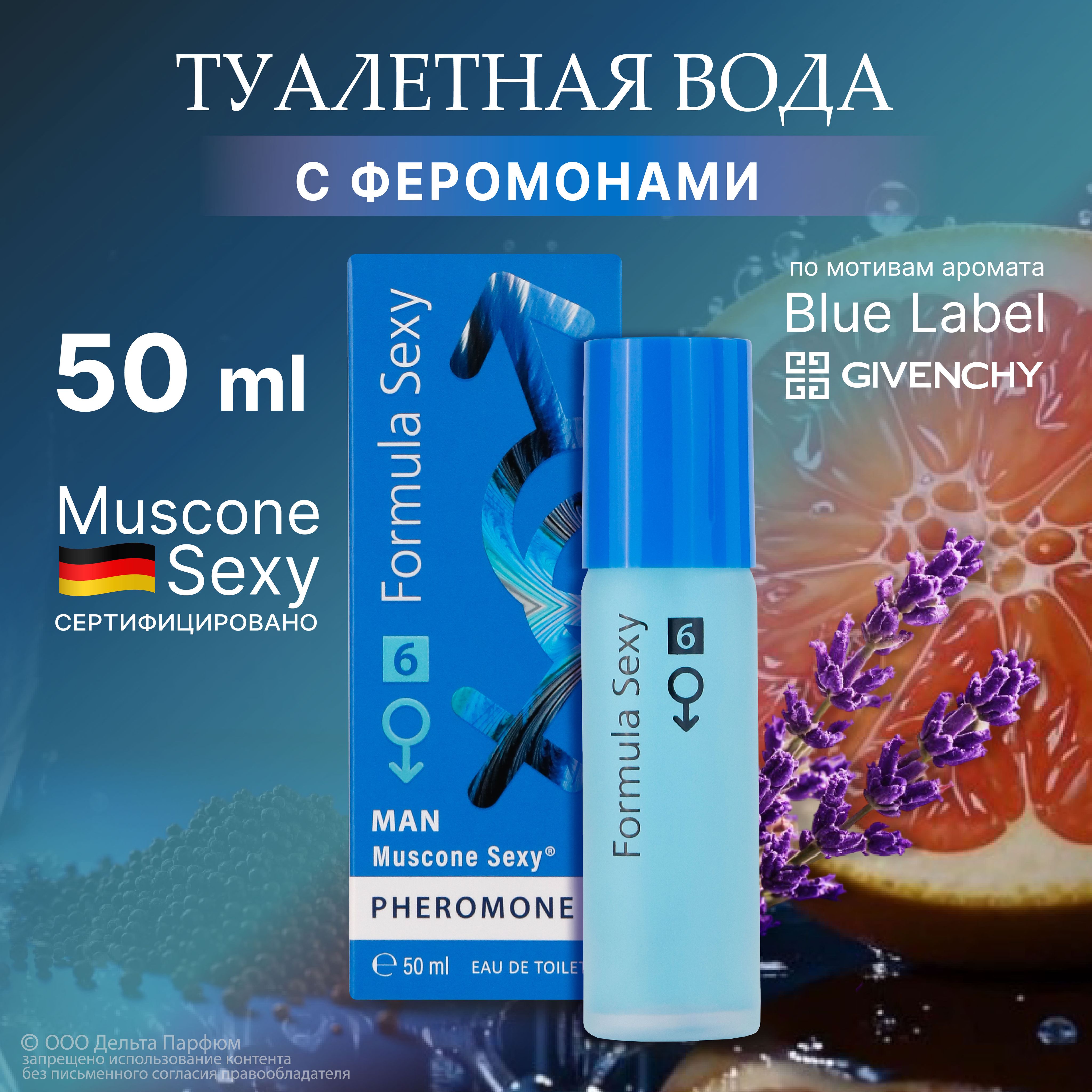 Туалетная вода мужская с феромонами Formula Sexy №6 50 мл древесные пряные цитрусовые