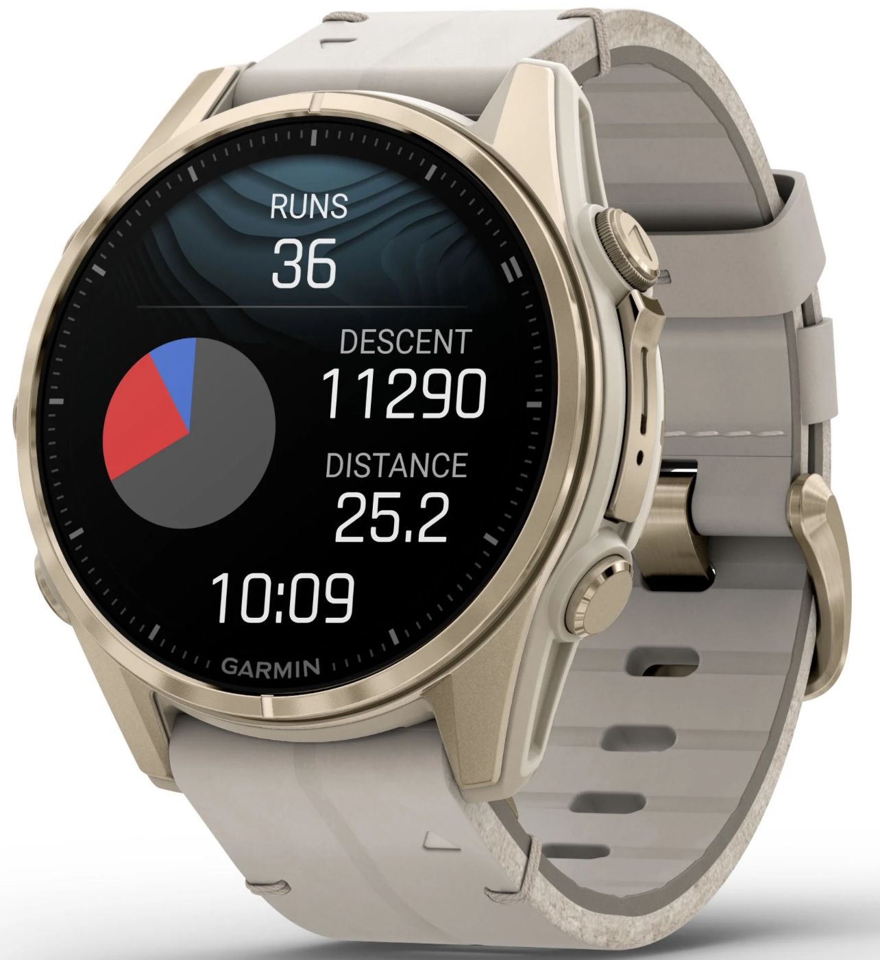 Garmin Fenix 8 43 AMOLED Sapphire soft gold stainless steel with fog gray leather band plus fog gray dark sandstone silicone band 010 02903 40 OZON