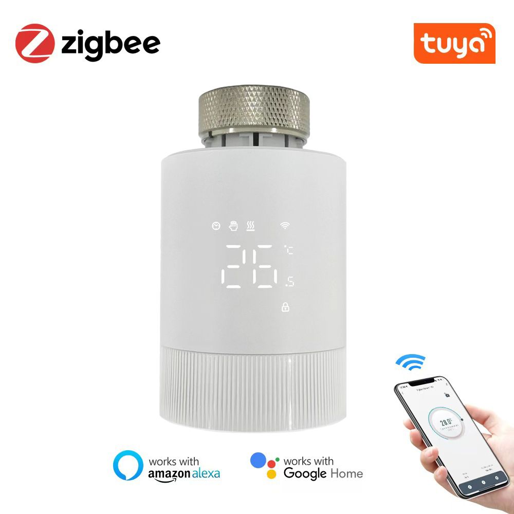 Контроллер термостата Tuya Smart TRV, привод радиатора ZigBee Smart Thermostat, работает с Alexa, Google Home и Alice