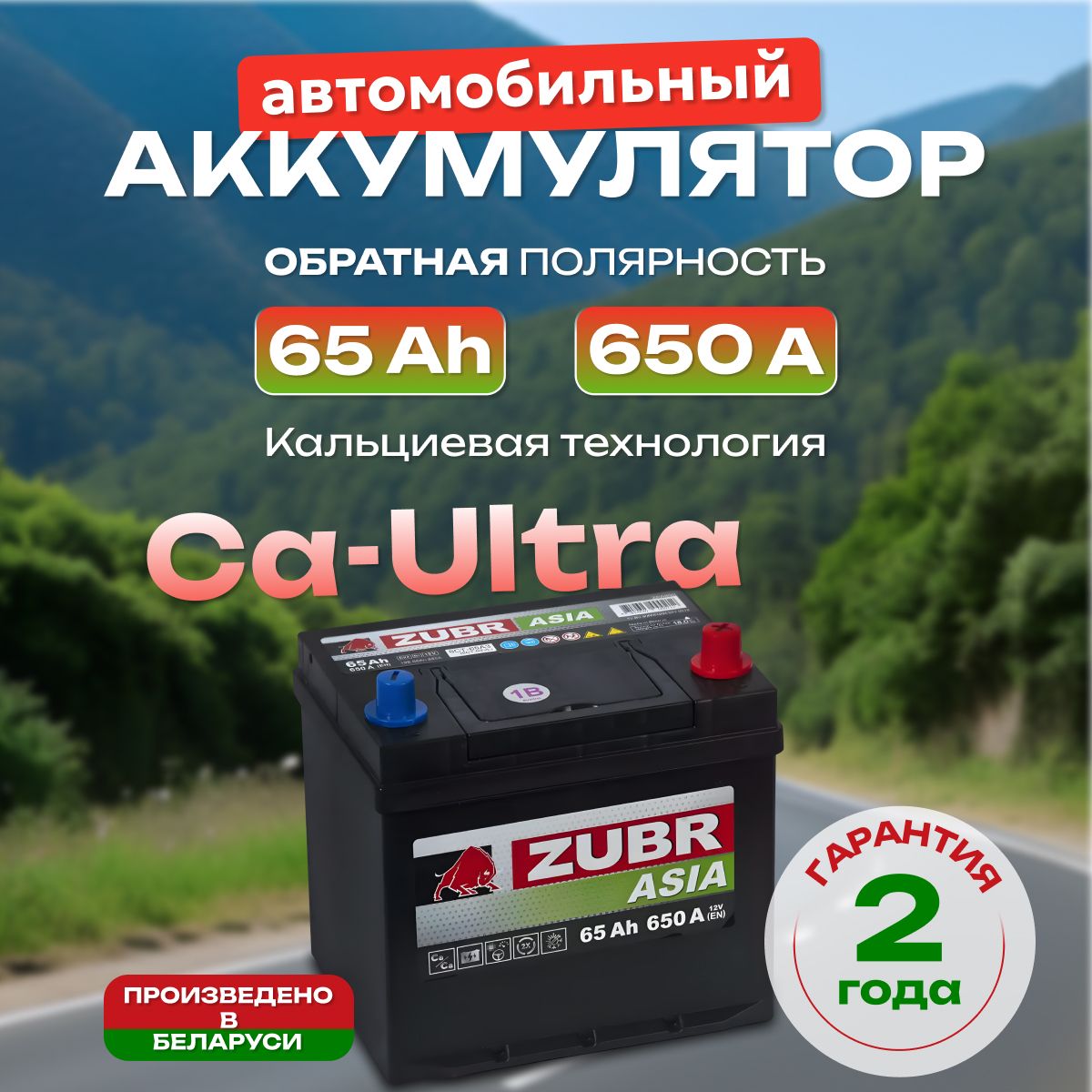 Аккумулятор автомобильный 12v 65 Ah ZUBR Premium Asia 65 Ah 650 А обратная полярность 232x173x225 стартерный акб для автомобиля, машины