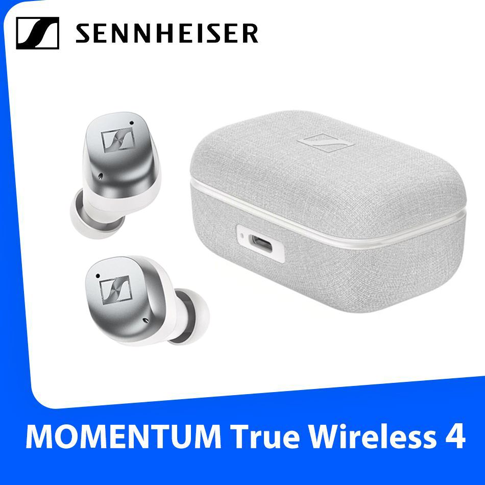 SennheiserНаушникибеспроводныесмикрофономSennheiserMomentumTrueWireless4,USBType-C,белый,бежевый