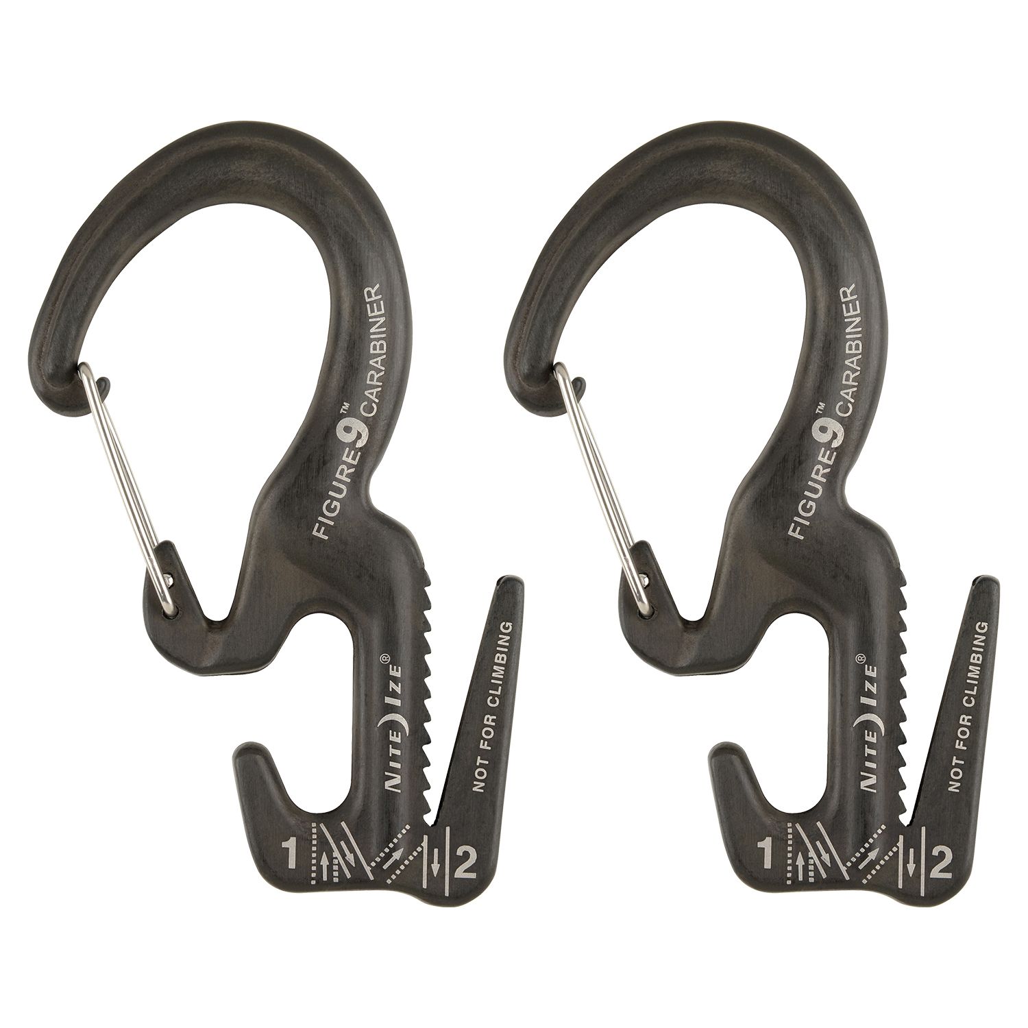 Безузловой натяжитель для веревки с карабином Nite Ize Figure 9 Carabiner L - Черный 2 шт