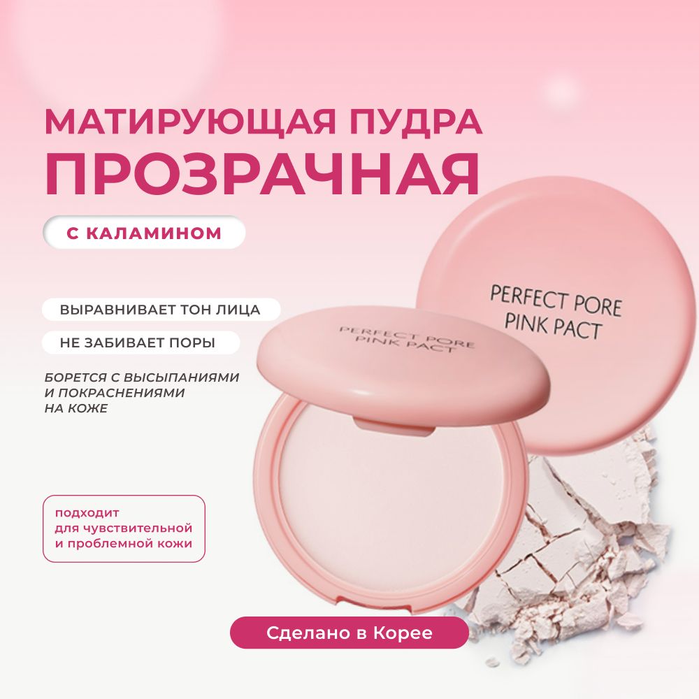 Матирующая компактная пудра для лица The Saem Saemul Perfect Pore Pact, 11 гр / Корея / минеральная от жирного блеска бесцветная для жирной проблемной кожи фиксирующая финишная для макияжа