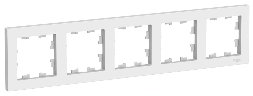 Рамка 5-местная Systeme (Schneider) Electric AtlasDesign для розеток и выключателей, белая (матовая) Лотос, ATN001305
