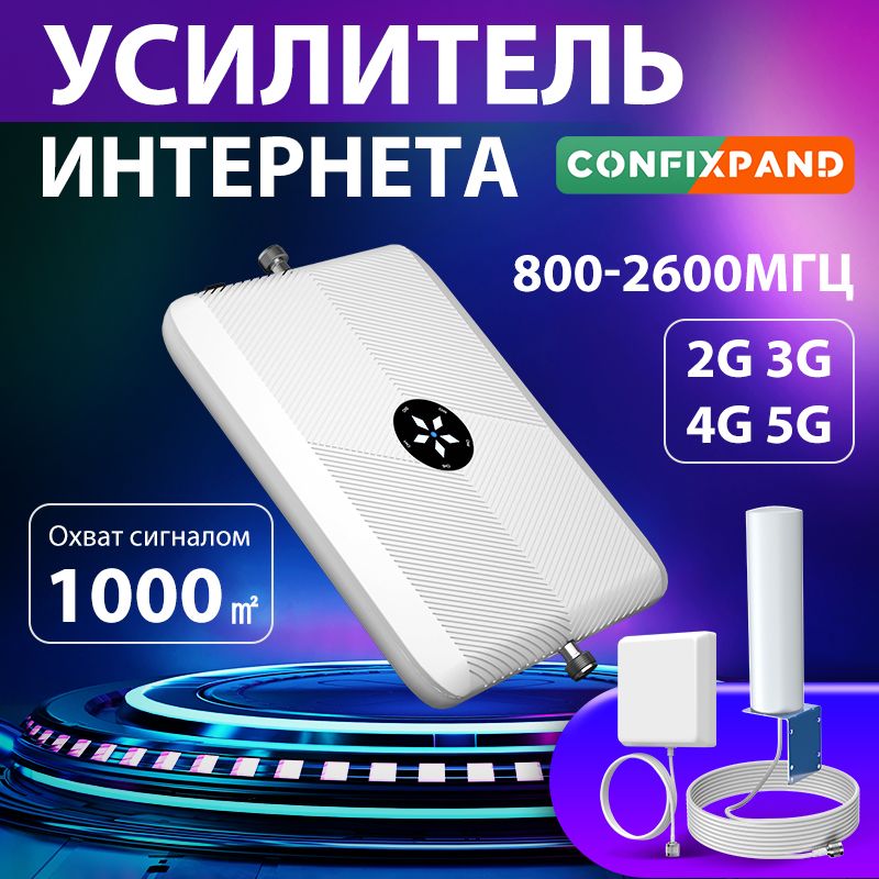 Усилитель сигнала сотовой связи мобильного телефона Репитер LTE, 5G, 4G, 3G, 2G Усилитель сигнала Интернета и связи 800-2600MHz