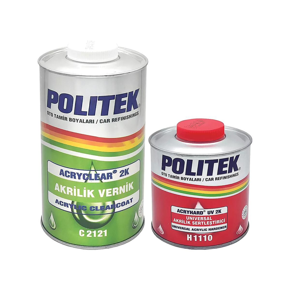 POLITEK C2121 MS 2K Acrylic Clearcoat Лак акриловый автомобильный (глянцевый автолак политек) 1 л. с отвердителем H1110 0,5 л.