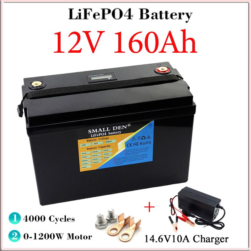 12V160AhLifepo4Аккумуляторнаябатарея,Мощныйдвигатель1500WLEDдисплейинверторСолнечнаялампа12.8VжелезолитиевыебатареиидругиеDIY