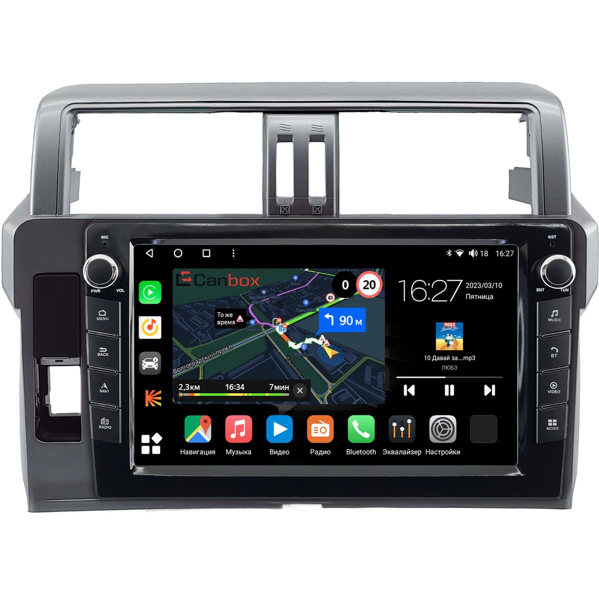 Штатная магнитола Toyota Land Cruiser Prado 150 2013-2017 (Тип 2) Canbox M-Line 7825-1051 на Android 10 (4G-SIM, 2/32, DSP, QLed) С крутилками