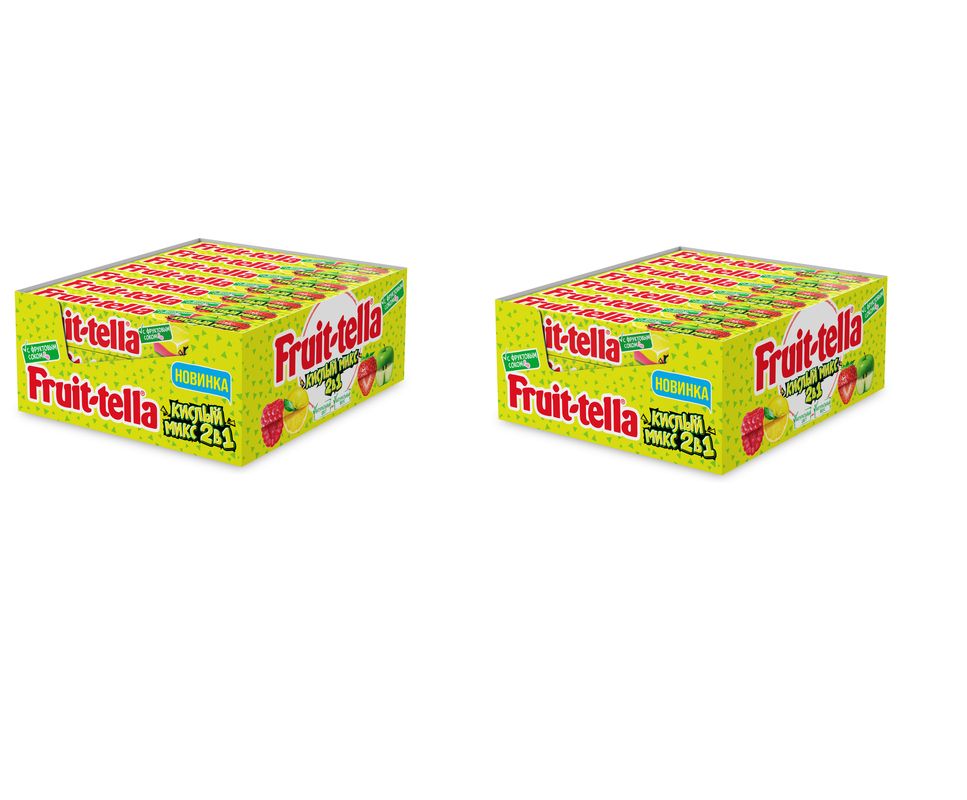 Fruittella Жевательная конфета Кислый микс, 41 г х 21 шт в упаковке, 2 уп.