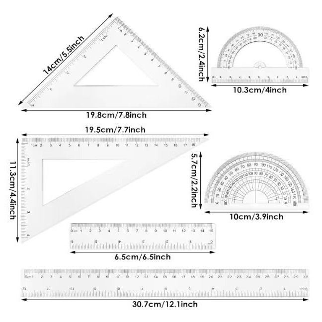 Настоящий оружейный пластиковый транспортир с линейкой, оружейный пластиковый транспортир с линейкой, 6 штук